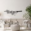 Flowers and Katana Metal Wall Art, Japanese Wall Art, Katana Metal Wall Decor Art, Japanese Metal Wall Art, Game Room Wall Art, Gift for Japan Culture Lover, Wall Art for Living Room (Black, 59 x 22 in / 150 x 57 cm) view 2