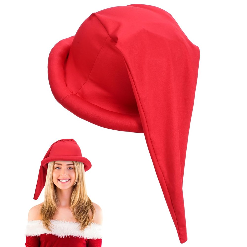 ABOOFAN Red Gnome Hat Dwarf Hats Funny Halloween Dwarf Costumes Accessories Storybook Character Costume Cosplay Headwear Xmas Fairy Tale Party Hats for Kids Adults Red