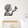 Abstract Face Metal Tree Wall Art, Woman Abstract Metal Wall Decor, Tree Metal Wall Art, Metal Butterfly Wall Decor, Wall Decor Living Room, Wall Decor for Bedroom (Gold, 41 x 37 in / 105 x 94 cm) view 2