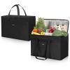 JUNGYOON 2 Pack Heavy-Duty Insulated Grocery Bags & Insulated Bag  Collapsible Cooler Bag with Zippered Top (Black, (20''x10''x13'')) view 1
