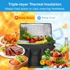 JUNGYOON 2 Pack Heavy-Duty Insulated Grocery Bags & Insulated Bag  Collapsible Cooler Bag with Zippered Top (Black, (20''x10''x13'')) view 2