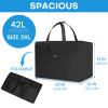 JUNGYOON 2 Pack Heavy-Duty Insulated Grocery Bags & Insulated Bag  Collapsible Cooler Bag with Zippered Top (Black, (20''x10''x13'')) view 3