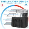 JUNGYOON 2 Pack Heavy-Duty Insulated Grocery Bags & Insulated Bag  Collapsible Cooler Bag with Zippered Top (Black, (20''x10''x13'')) view 4