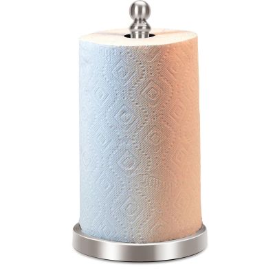 Exilon Paper Towel Holder Countertop with Weighted Base, One-Handed Design No Tipping Over, Stainless Steel Paper Towel Holder Stand in Brushed Nickel Finish
