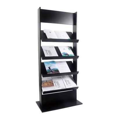 Floor-Standing Magazine Rack Floor Standing Magazine Rack Information Rack Vertical Brochure Newspaper and Magazine Rack 4 Tier Classic Wooden Newspaper Display Stand Information Rack(Black)