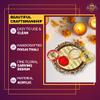 LUXCKY Golden Decorative Designer Roli Chawal/Rice Holder, Kumkum Haldi Holder Rakhi Pooja Thali Indian Festival Diwali Pujan Mandir Tika Roli Plate (Round Shape) view 4