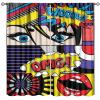 Art Blackout Window Curtain, Comic Book Inspired Style Wooow Omg Eyes Reading Panels Lines Excitement Action Print for Home Kitchen Livingroom Coffee Room Window Curtain 2Panel 52"W X 96"L view 1