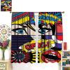 Art Blackout Window Curtain, Comic Book Inspired Style Wooow Omg Eyes Reading Panels Lines Excitement Action Print for Home Kitchen Livingroom Coffee Room Window Curtain 2Panel 52"W X 96"L view 3