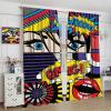 Art Blackout Window Curtain, Comic Book Inspired Style Wooow Omg Eyes Reading Panels Lines Excitement Action Print for Home Kitchen Livingroom Coffee Room Window Curtain 2Panel 52"W X 96"L view 4