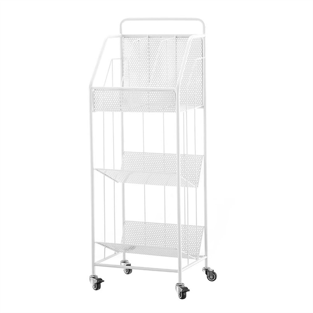 Floor-Standing Magazine Rack Brochure Display Stand Storage Bookshelf, Floor-Standing Metals Magazine Rack, Newspaper Stand Easy to Move Easy to Assemble Compartments for Living Room Information Rack(