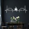 LARNT Coffee Love Metal Wall Decor, Line Heartbeat Wall Art, Coffee Cups Metal Wall Art, Coffee Sign, Dining Room Wall Decor, Kitchen Wall Decor, Dining Table Wall Decor (Silver, 8"x24"|21x60cm) view 1