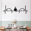 LARNT Coffee Love Metal Wall Decor, Line Heartbeat Wall Art, Coffee Cups Metal Wall Art, Coffee Sign, Dining Room Wall Decor, Kitchen Wall Decor, Dining Table Wall Decor (Silver, 8"x24"|21x60cm) view 2