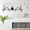 LARNT Coffee Love Metal Wall Decor, Line Heartbeat Wall Art, Coffee Cups Metal Wall Art, Coffee Sign, Dining Room Wall Decor, Kitchen Wall Decor, Dining Table Wall Decor (Silver, 8"x24"|21x60cm) view 3