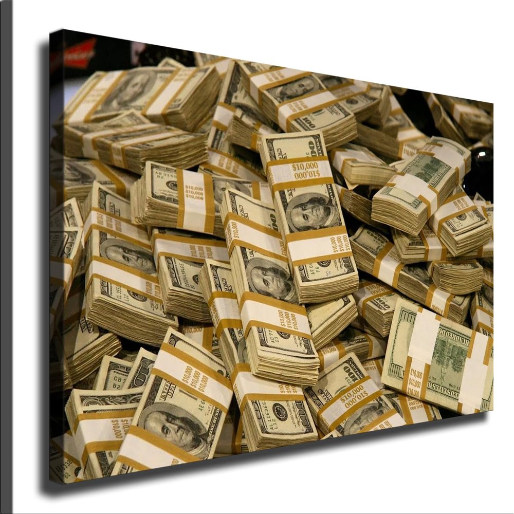 Money Million Dollars Motivational Canvas Wall Decor Art Painting Prints on Modern Posters Prints Artwork for Living Room, Bathroom,Bedroom,Home (12x18inch,Unframed)