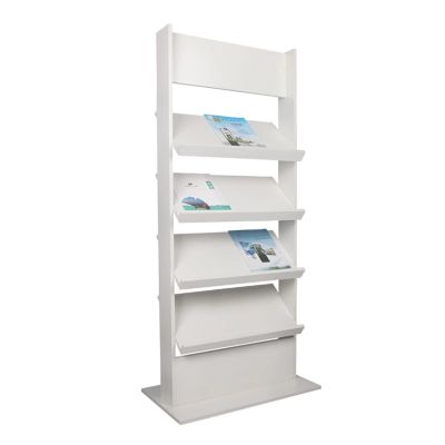 Floor-Standing Magazine Rack Floor Standing Magazine Rack Information Rack Vertical Brochure Newspaper and Magazine Rack 4 Tier Classic Wooden Newspaper Display Stand Information Rack(White)