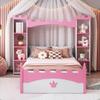 SOFTSEA Twin Size Princess Bed with Storage Shelves, Castle Shaped Bed for Kids, Twin Size Bed Frame for Girls, Kids Twin Bed Frame, No Box Spring Needed, White view 1