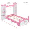 SOFTSEA Twin Size Princess Bed with Storage Shelves, Castle Shaped Bed for Kids, Twin Size Bed Frame for Girls, Kids Twin Bed Frame, No Box Spring Needed, White view 2