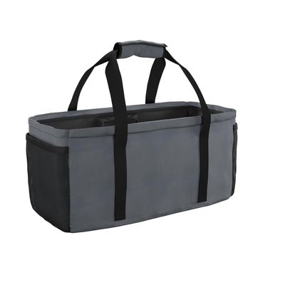 Covers & All Extra Large Utility Tote Bag with Wireframe, Collapsible Reusable Shopping Grocery Bag, Mesh Pockets (Charcoal Gray, 23.5''L x 11''W x 11.5''H)