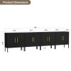 CARPETNAL Set of 4 Accent Storage Cabinet with Doors and Adjustable Shelf, Freestanding Buffet Cabinet, Modern Sideboard Buffet Cabinet for Living Room, Dining Room, Kitchen, Hallway (Black) view 2