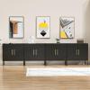 CARPETNAL Set of 4 Accent Storage Cabinet with Doors and Adjustable Shelf, Freestanding Buffet Cabinet, Modern Sideboard Buffet Cabinet for Living Room, Dining Room, Kitchen, Hallway (Black) view 3