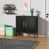 CARPETNAL Set of 4 Accent Storage Cabinet with Doors and Adjustable Shelf, Freestanding Buffet Cabinet, Modern Sideboard Buffet Cabinet for Living Room, Dining Room, Kitchen, Hallway (Black) view 4