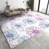 Painted Flowers Area Rug, Simple Blue Pink Flowers Non Slip Carpet, Fade Resistant Easy Clean Rug for Woman Bedside Living Room Bedroom Kitchen Dining Room Decor Floor Mat - 4 ft x 6 ft view 1