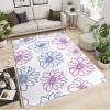 Painted Flowers Area Rug, Simple Blue Pink Flowers Non Slip Carpet, Fade Resistant Easy Clean Rug for Woman Bedside Living Room Bedroom Kitchen Dining Room Decor Floor Mat - 4 ft x 6 ft view 2