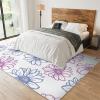 Painted Flowers Area Rug, Simple Blue Pink Flowers Non Slip Carpet, Fade Resistant Easy Clean Rug for Woman Bedside Living Room Bedroom Kitchen Dining Room Decor Floor Mat - 4 ft x 6 ft view 3