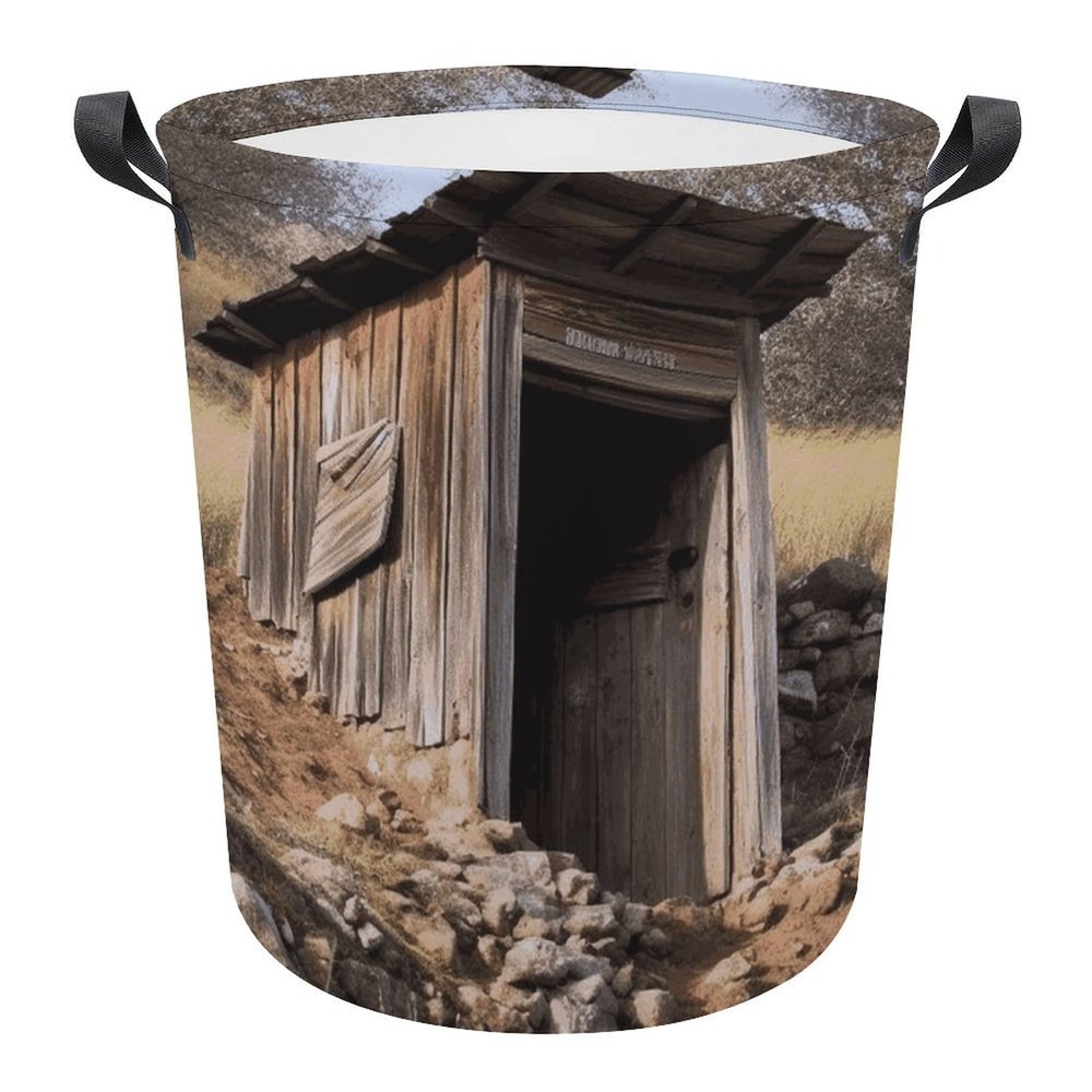 KLWQR Old Ancient Outhouse Large Foldable Laundry Basket Waterproof Lightweight Laundry Hamper Storage Bin Clothes Toys Organizer Bag with Handles for Home Bathroom Bedroom Dorm, style