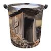 KLWQR Old Ancient Outhouse Large Foldable Laundry Basket Waterproof Lightweight Laundry Hamper Storage Bin Clothes Toys Organizer Bag with Handles for Home Bathroom Bedroom Dorm, style view 1