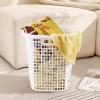 Haodehen 6 Packs Tall Plastic Laundry Baskets, 15.76" x 15.76" x 16.5", Dirty Clothes Hamper with Cut Out Handle, Ventilated, White view 4