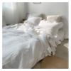100% Linen Bedding Set Ruffle Duvet Cover and Pillowcases White Flounce Soft Bed Cover Set Queen King Double Size Quilt Cover (One Color Cover 140x210cm 3pcs) view 3