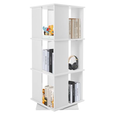 3 Tier Rotating Bookshelf 360 Display Floor Standing Bookcase Spinning Bookshelf Tower Tall Narrow Book Shelf Rotating Book Shelf Book Shelf Organizer for Bedroom Living Room -PVC Paint-free Board