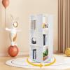 3 Tier Rotating Bookshelf 360 Display Floor Standing Bookcase Spinning Bookshelf Tower Tall Narrow Book Shelf Rotating Book Shelf Book Shelf Organizer for Bedroom Living Room -PVC Paint-free Board view 2