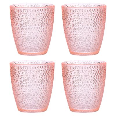 uxcell 7oz Acrylic Drinking Glasses, 4Pcs Plastic Reusable Tumblers Drinkware Unbreakable Water Glasses Cup Stackable & Dishwasher Safe for Home Outdoors Restaurant, Pink