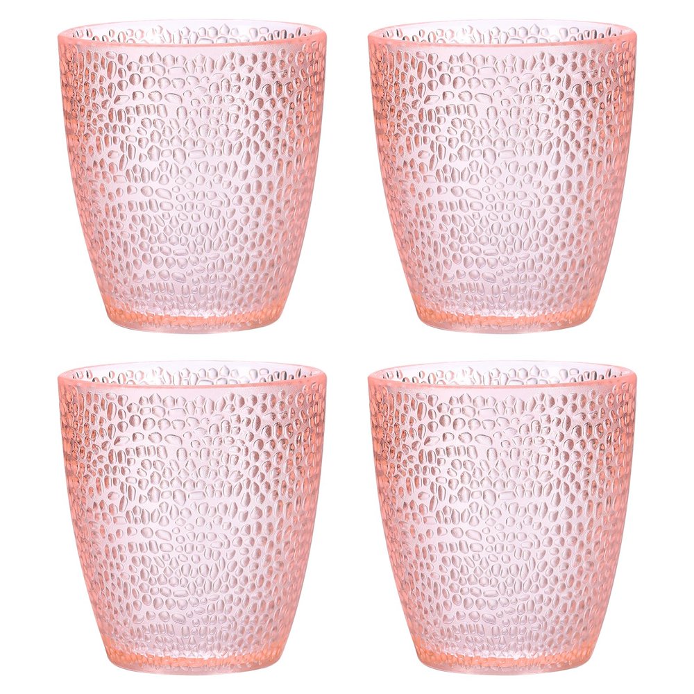 uxcell 7oz Acrylic Drinking Glasses, 4Pcs Plastic Reusable Tumblers Drinkware Unbreakable Water Glasses Cup Stackable & Dishwasher Safe for Home Outdoors Restaurant, Pink
