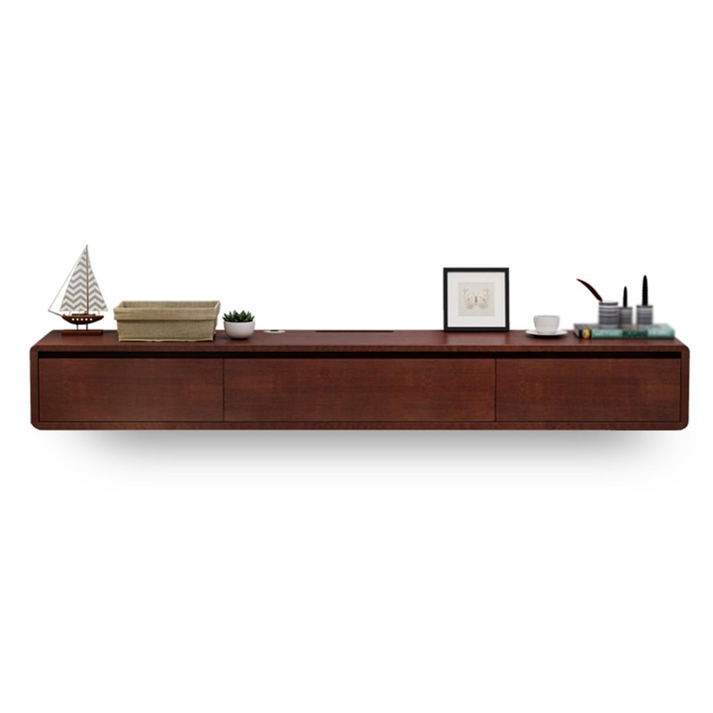 LIUSJMGH Floating TV Cabinet for 47-100 inch TVs, TV Console Unit with 2 Drawers, TV Stand with Shelving for Living Room, Entertainment Room(Brown,140cm)