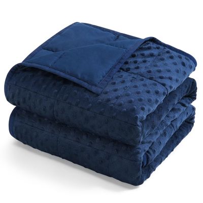 Kivik Weighted Blanket 20 lbs for Adults, Minky Dot Heavy Blankets, Microfiber Reversible Weighted Throw Blankets for All Seasons, Machine Washable, 60"x80" Queen Size, Navy Blue