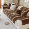Huierxun Soft Chenille Sofa Couch Covers Stripe Tufted Sectional Couch Covers Anti-Slip Sofa Slipcover Washable Furniture Protector for Dogs Pets (Coffee,36"x82") view 4