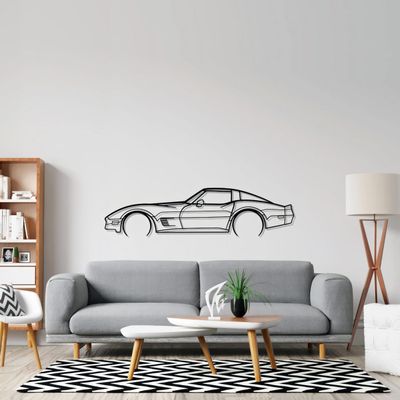 Corvette C Series Model Car Metal Wall Art, Minimalist Car Silhouette Metal Wall Decor for Game Room, Office, Bedroom, Home Decor, Man Cave Artwork, Gift for men, Husband, Boyfriend (Corvette 1982, 45")