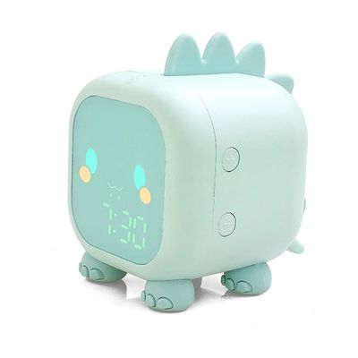 Kids Alarm Clock, Cute Dinosaur Bedroom Decor Alarm Clock Digital Alarm Clock for Children Bedside Clock Children Sleep Trainier Wake Up Light and Night Light (vegetable)