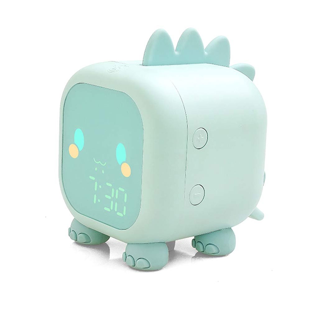 Kids Alarm Clock, Cute Dinosaur Bedroom Decor Alarm Clock Digital Alarm Clock for Children Bedside Clock Children Sleep Trainier Wake Up Light and Night Light (vegetable)