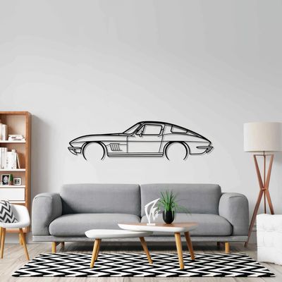 Corvette C Series Model Car Metal Wall Art, Minimalist Car Silhouette Metal Wall Decor for Game Room, Office, Bedroom, Home Decor, Man Cave Artwork, Gift for men, Husband, Boyfriend (Corvette C2 1967, 45")