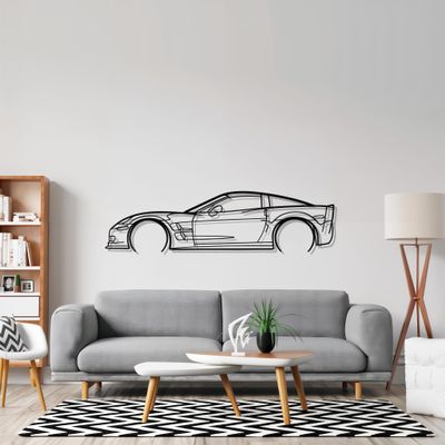 Corvette C Series Model Car Metal Wall Art, Minimalist Car Silhouette Metal Wall Decor for Game Room, Office, Bedroom, Home Decor, Man Cave Artwork, Gift for men, Husband, Boyfriend (Corvette c6 ZR1, 25")