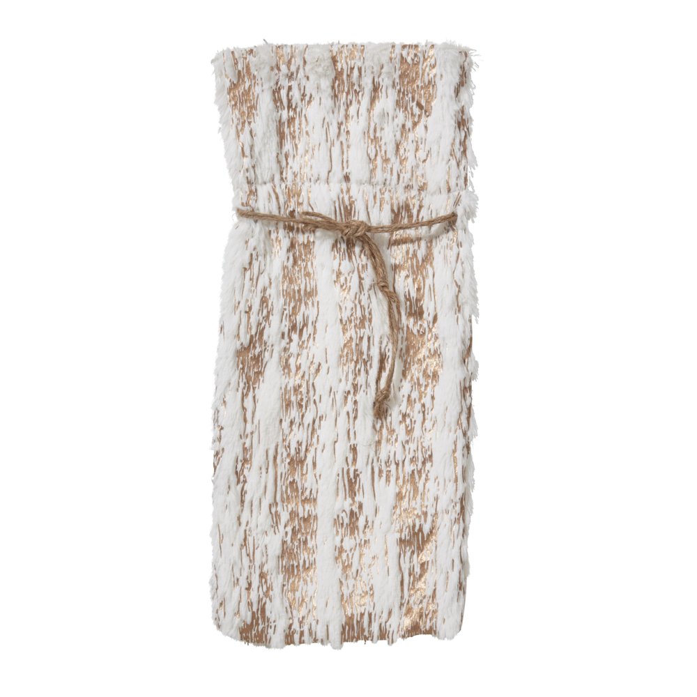 Faux Fur With Brushed Metallic Foil Print Bottle Bag (Set of 8)