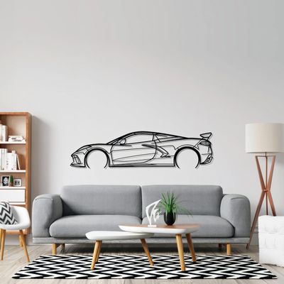 Corvette C Series Model Car Metal Wall Art, Minimalist Car Silhouette Metal Wall Decor for Game Room, Office, Bedroom, Home Decor, Man Cave Artwork, Gift for men, Husband, Boyfriend (Corvette C8 HTC, 30")