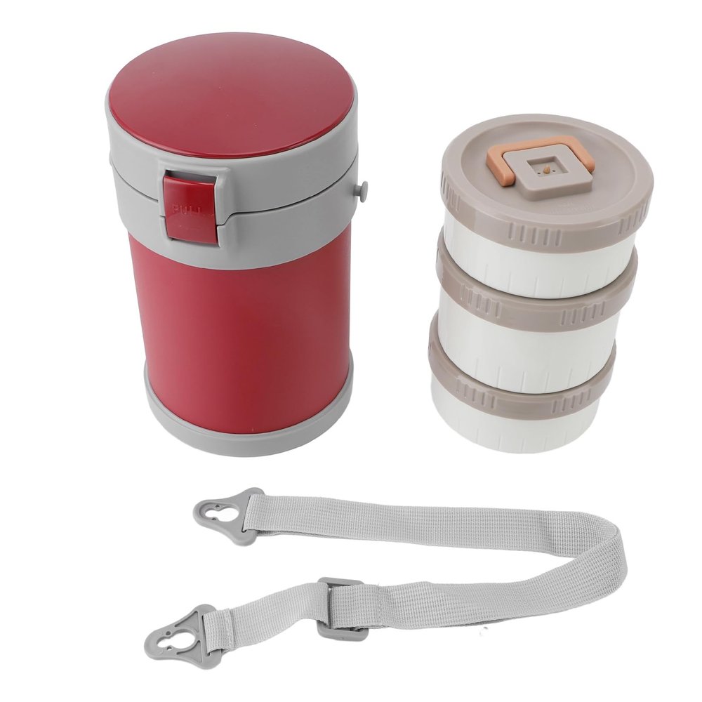 AUNMAS Thermo Food Jar for Hot Food, 3 Tier Stainless Steel Vacuum Lunch Container, Double Layer Insulation Wide Mouth Design Soup for Office Picnic