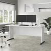 Pemberly Row Modern 72W Computer Desk in White - Engineered Wood view 2