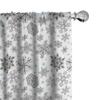 Ambesonne Snowflake Window Curtains Pack of 2, Lace Style Arrangement of Snowflakes Winter Season Christmas Illustration, Lightweight Set with Rod Pocket, 4 Panels of - 28" x 63", Blue Black White view 1