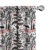 Ambesonne Christmas Window Curtains Pack of 2, Scandinavian Xmas Vibe with Abstract Trees Reindeer and Snowflakes, Lightweight Set with Rod Pocket, 4 Panels of - 28" x 63", Dark Coral Black White view 1